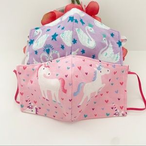 2PCS KIDS/GIRLS TRIPLE LAYER HANDMADE FACE MASK